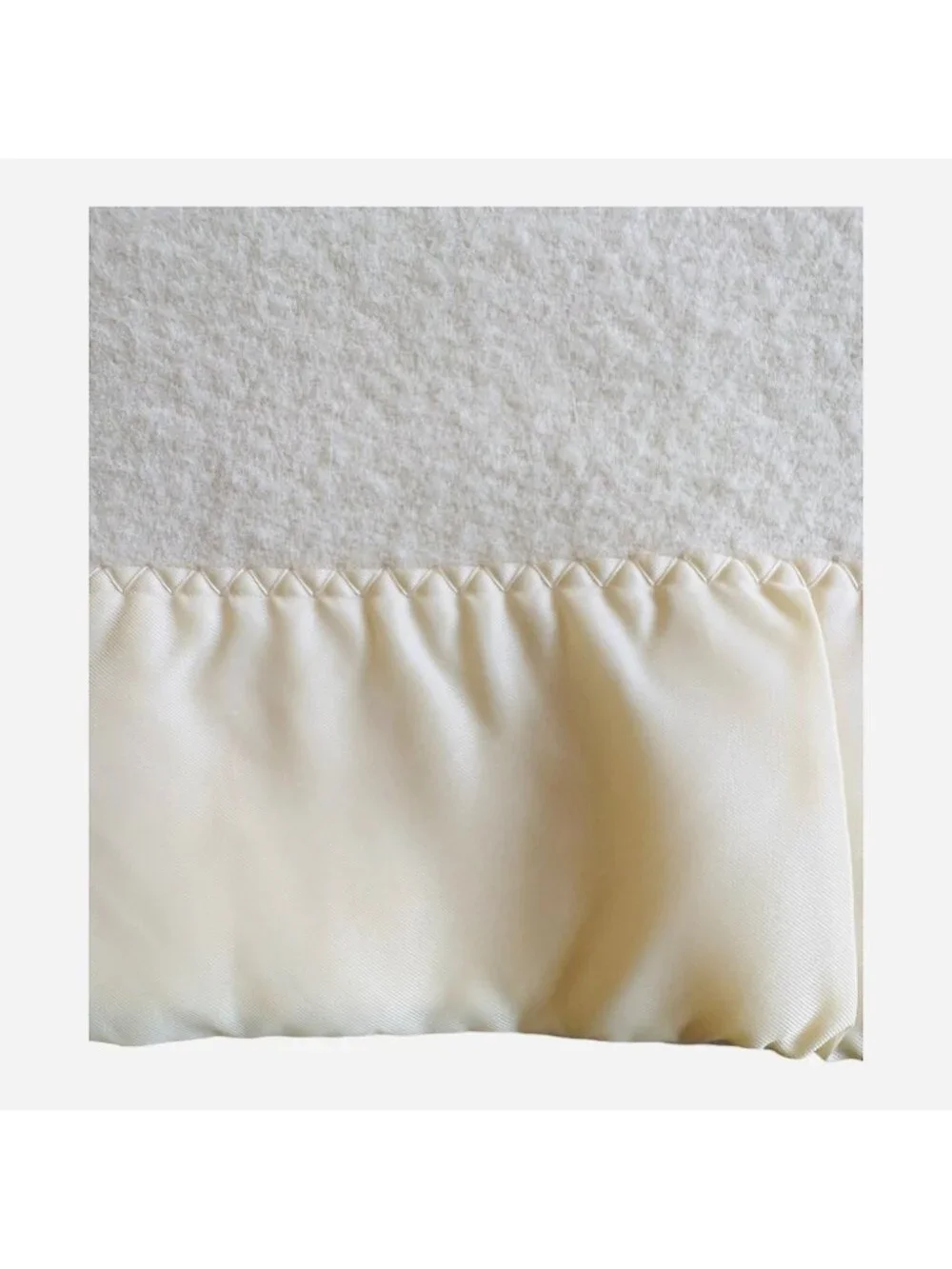 Faribo Woolen Mills 100% Wool Cream Blanket Heritage Satin Trim Size Queen